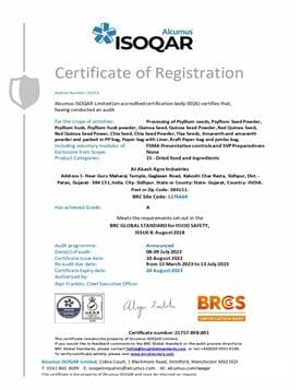 Akash agro BRCGS Certifications
