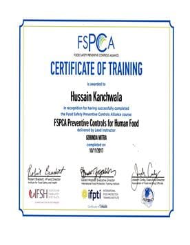Akash agro FSPCA Certifications