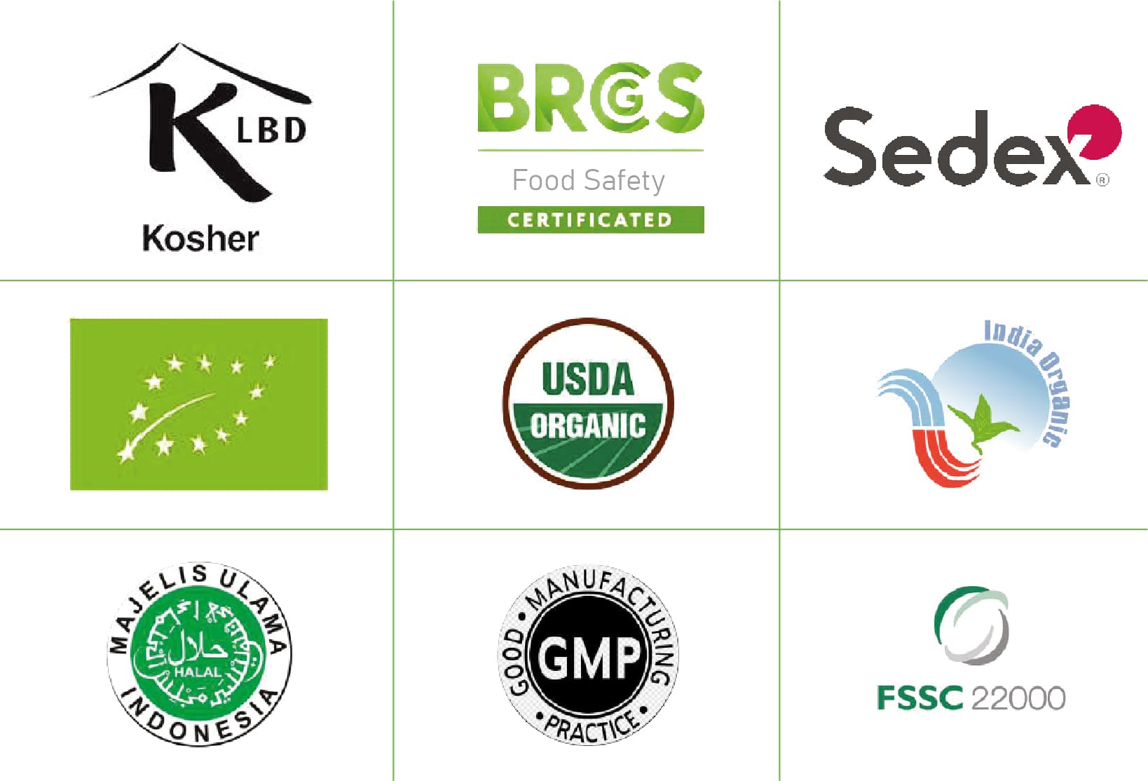 GMP, USDA Organic certifications